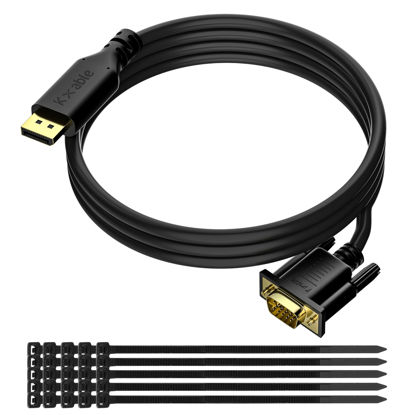 Picture of DisplayPort to VGA Cable 10 FT, DP to VGA Adapter Cord, Display Port to VGA Male to Male Converter Cable, Gold-Plated, 1080P@60Hz, for PC, Desktop, Laptop, HDTV, Projector, Monitor, with 25 Ties