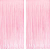 Picture of Pastel Pink Party Backdrop Decoration - GREATRIL Baby Pink Foil Fringe Streamers for Baby/Valentines/Cowgirl/Sweet/Cloud/Unicorn/Princess/Bow Themed - 3.2ft X 8.2ft - 2 Packs