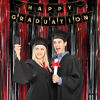 Picture of Black Red Party Streamers Backdrop - GREATRIL Foil Fringe Tinsel for Stranger/Friday Party - 3.2ft X 8.2ft - 2 Packs