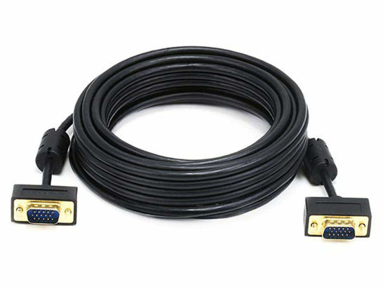 Picture of Monoprice 25ft Ultra Slim SVGA Super VGA 30/32AWG M/M Monitor Cable w/ ferrites (Gold Plated Connector)