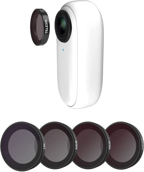 Picture of TELESIN Lens Filter Kit for Insta360 Go2 Go3 Action Camera, 4-Pack CPL ND8 ND16 ND32 Neutral Density Polarizing Polarizer Filter Set Lens Protector for Insta 360 go 2 go 3 Accessories