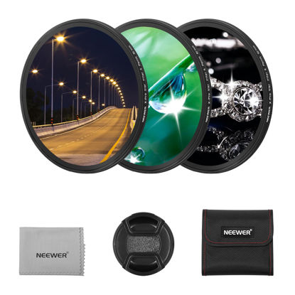 Picture of NEEWER 3PCS 62mm Star Filters, Adjustable Cross Screen Star Effect Filter (4, 6, 8 Points) with Ultra Slim Aluminum Alloy Frame, HD No Dark Corners with Double Sided Nano Coatings