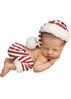 Picture of Christmas Newborn Baby Photo Shoot Props Outfits Crochet Clothes Santa Claus Red Hat Pants Photography Props (red and off-white)