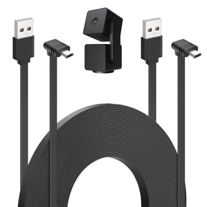 Picture of delilyn 2Pack 25FT/7.5M Power Extension Cable Compatible with WYZE Cam Pan V3, 90 Degree Micro USB Extension Charging Cable for Your WYZE Cam Pan V3 Continuously, L-Shaped Flat Power Cord- Black