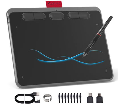 Picture of Drawing Tablet Acepen Graphics Tablet with Battery-Free Stylus 8192 Pressure Sensitivity 5 Hot Keys, 6 x 4 inch Pen Tablet for Digital Art, Online Teaching, Animation, Work with Mac, PC & Mobile