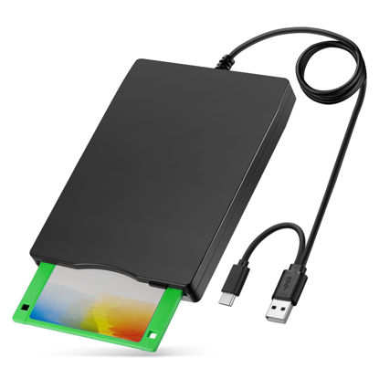 Picture of YEY External USB 3.5-inch USB Floppy Disk Reader 1.44 MB FDD Portable Floppy Disk for PC Laptops Windows/XP/7/8/10/11 Plug and Play, also for iMac and MacBook Pro (Black)