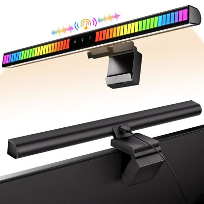 Picture of MLEWGSD Monitor Light Bar RGB USB Voice Activated Lights for Computer - Clip on Monitor Backlight RGB Sound Control Pickup Rhythm Lights for Home Office Gaming Reading Decoration Ambience (Voice)