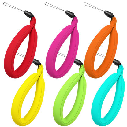 Picture of Weewooday 6 Pcs Floating Wrist Strap Waterproof Camera Phone Float Lanyard Foam Floating Band for Camera, Cell Phone, Waterproof Bag, 6 Colors