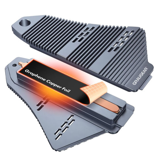 Picture of GRAUGEAR PS5 SSD Heatsink Cover, M.2 NVMe PS5 Heatsink, Graphene Copper Foil Heat Dissipation with Heat Pipe Cooler and Aluminum Fin for NVMe M2 PCIe 4.0 [G-PS5HS04-GT]