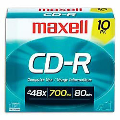 Picture of Maxell CD-R Media with Jewel Cases, 700MB/80 Minutes, Pack of 10