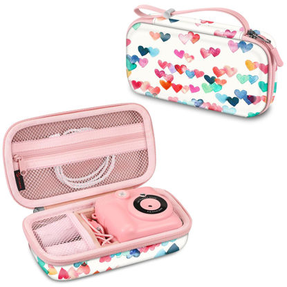 Picture of Fintie Kids Camera Case Compatible with ESOXOFFORE, MINIBEAR, Dylanto, WEEFUN and More Instant Camera for Kids Digital Video Cameras, Hard Carrying Bag with Inner Pocket, Raining Hearts