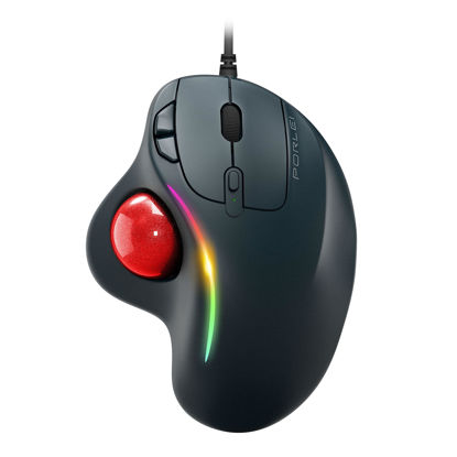 Picture of Trackball Mouse Wired, Ergonomic Comfort Design Reduces Muscle Strain, USB Plug&Play, Easy Thumb Control, Precision Tracking with 5 Adjustable DPI, RGB Rollerball Mouse Compatible for PC, Mac, Windows