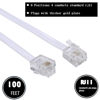 Picture of Ubramac 100Feet Long Telephone Extension Cord Phone Cable Line Wire, with Standard RJ11 Plug and 1 in-Line Couplers and 35Cable Clip Holders-White