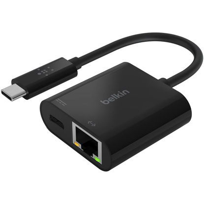 Picture of Belkin INC001BK-BL USB-C to Ethernet + Charge Adapter