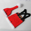 Picture of Infant Christmas Photography Props Crochet Costume Outfits Cute Santa with Red Hat+Shorts Photo Shoot Props for 3-6 Months Newborn Baby Boy Girl