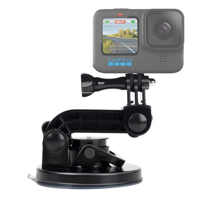 Picture of Suptig Suction Cup Mount Compatible for Gopro Hero 12/11/10/9/8/7/6/5/4/3/3+/2 Gopro Max, Hero+, Hero Session, and More Action Cameras Car Windshield and Window Mount