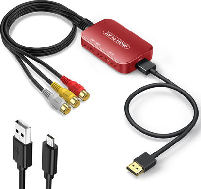 Picture of Viagkiki RCA to HDMI Adapter, AV to HDMI Converter, RCA to HDMI Composite Audio Video Converter for PS1, PS2, PS3, STB, Xbox, VHS, VCR,Red-Ray DVD Players(HDMI Cable Included)