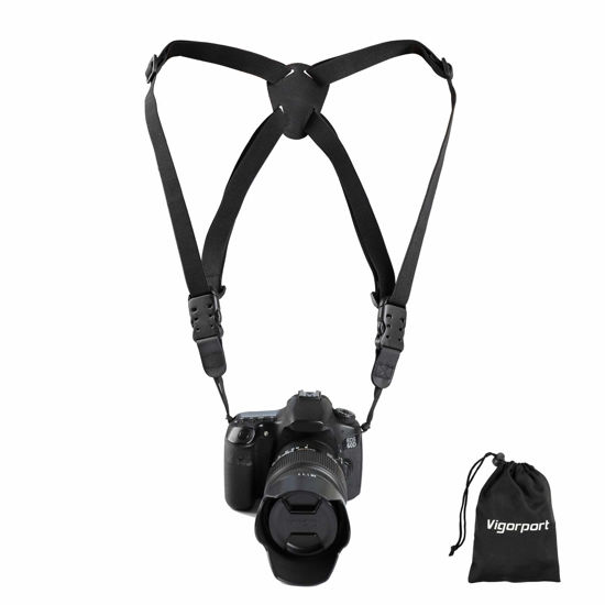 Picture of Camera Harness Strap,Cross Shoulder Quick Release Straps for Binoculars, Rangefinders,Harness Strap Compatible with Canon, Nikon, Sony and DSLR SLR Cameras-Black