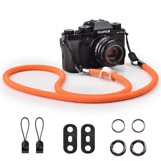 Picture of VOVMOEYA Camera Strap Rope,Camera Neck Strap Shoulder Strap for Fujifilm X100VI X100V XS20 XT5 for A6000 A6100 A6400 A6700 A7IV for Canon EOS R6 R10 for Nikon Zf Z5 Z30 - Orange