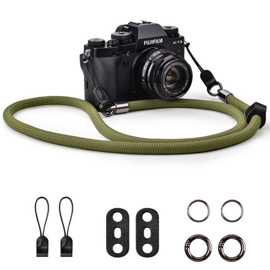 Picture of VOVMOEYA Camera Strap,Camera Neck Strap shoulder strap for Fujifilm XS20 XT5 XH2S Nikon Zf Z8 Z30 Canon EOS R6 R7 R8 R10 R50 Sony A6400 A6700 A7C II A7IV Camera Strap Rope - Green