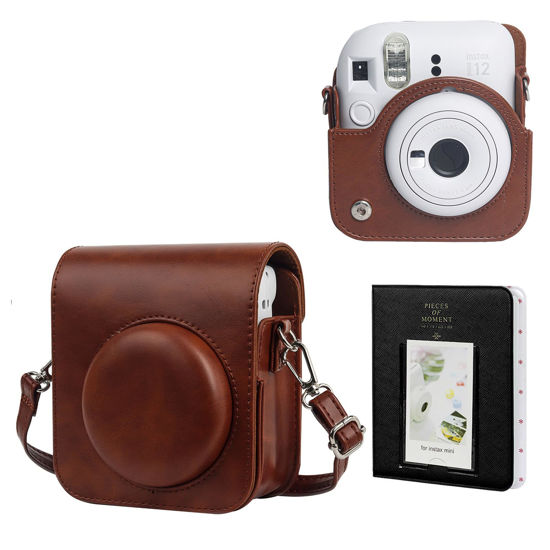 Picture of wogozan Protective Case for Fujifilm Instax Mini 12 Instant Camera - With Light-sensitive Holes, Lower Right Lens Fit, Specially Designed for Mini 12 Camera - Brown