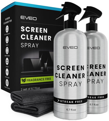 Picture of Screen Cleaner Spray - TV Screen Cleaner Spray and Wipe, Computer Screen Cleaner for Electronic Devices: TV, Laptop, iPhone, Ipad, MacBook- TV Cleaner for Smart TV-Microfiber Cloth (6.7 x 2 Pack)