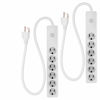 Picture of GE 6-Outlet Surge Protector, 2 Pack, 2 Ft Extension Cord, Power Strip, 450 Joules, Heavy Duty Plug, Twist-to-Close Safety Covers, UL Listed, White, 54625