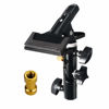 Picture of JULIUS STUDIO Clamp Clip Holder Light Stand Mount Bracket with Umbrella Reflector Holder & 1/4, 3/8 Inch Female Screw Adapter Thread Brass Photography Studio, JSAG237