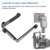 Picture of SOLUSTRE Dual L Shape Camera Flash Bracket L-Shaped Metal Camera Bracket Holder Flash Hot Shoe Mount L-Bracket Handheld Stabilizer Bracket for DSLR Camera