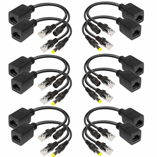 Picture of Passive PoE Injector 6 Pairs PoE Splitter Kit Passive PoE Injector and PoE Splitter Kit with 5.5x2.1 mm DC Connector RJ45 Power Over Ethernet