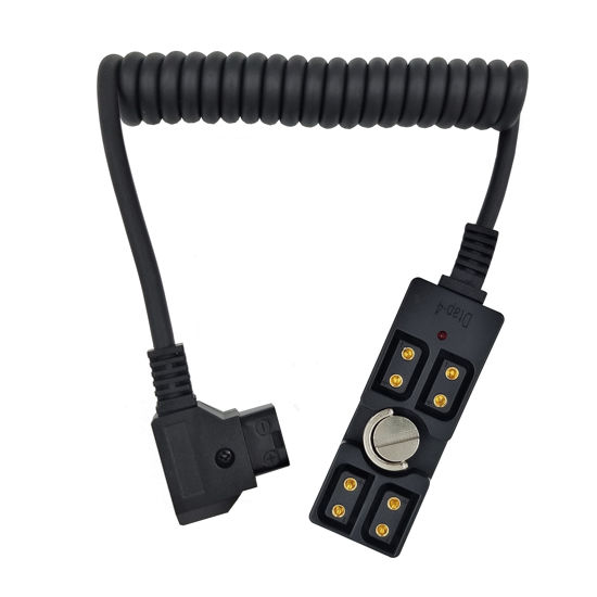 Picture of D-tap Male to 4 Port Female Splitter Power Cable Hub Connector Suitable for Anton Bauer V-Mount ARRI RED Camera TILTA Steadicam IDX Battery, with Indicator Light for D-Tap outputs