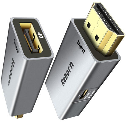 Picture of Reborn HDMI to DisplayPort Adapter | 4K@60Hz HDMI (Source) 2.0 Male to DP (Display) 1.2 Female Converter [1Pack] HDMI to Display Port Adapter Compatible with Laptop,AMD,NVIDIA,PS5,Xbox and More