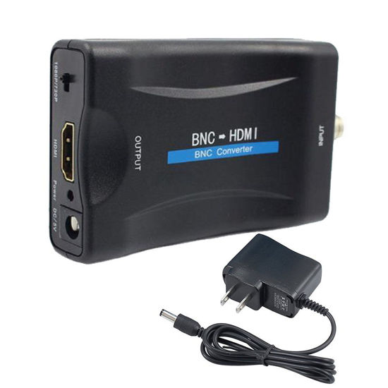 Picture of BNC to HDMI Converter Coaxial Adapter Coax Connector Composite CVBS BNC Audio Input HDMI 1080P Output for Analog Video Signal of DVRs Surveillance CCTV Security Camera to Computer Projector HD Monitor