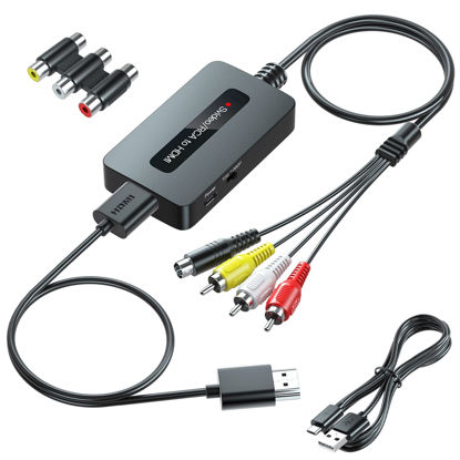 Picture of RCA Svideo to HDMI Converter with HDMI Cable(RCA and Svideo Integrated), RCA S-Video HDMI Converter, CVBS Composite AV to HDMI Converter