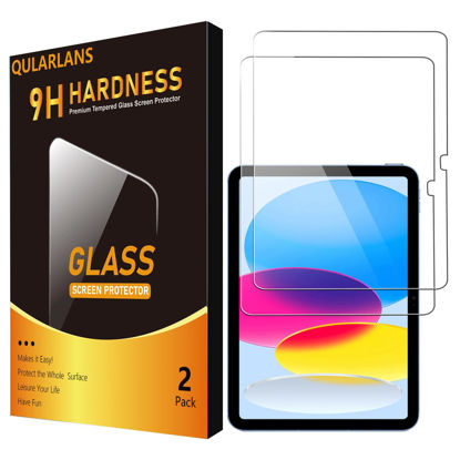 Picture of Qularlans 2 Pack Screen Protector for iPad 10th Generation (10.9 Inch 2022, Model A2696/A2757/A2777), Anti-Scratch 9H Hardness Tempered Glass Film