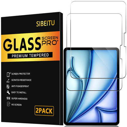 Picture of SIBEITU Screen Protector for iPad Air 11 Inch 2024 Model M2, 2 Pack iPad Air 6th Generation Tempered Glass Film, 9H Hardness HD Clear Compatible Face ID & Case Friendly for iPad Air 11" 6th Gen