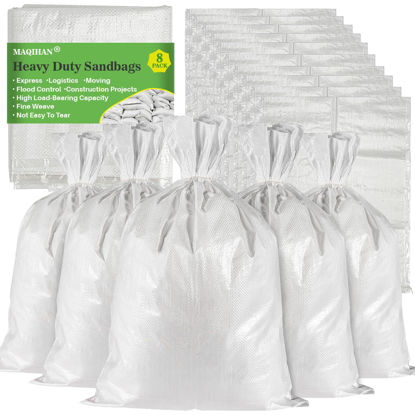 Picture of MAQIHAN Empty Sand Bags - 8PCS Woven Polypropylene Heavy Duty Tear Resistant Sandbags for Hurricane Sand Bags for Flooding Construction Project Storing Dry Materials