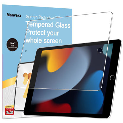 Picture of Manvaxz 2 Pack Tempered Glass Screen Protector for iPad 9th 8th 7th Generation | iPad 10.2 Screen Protector | Anti-Fingerprint Touch Sensitive for iPad 9 8 7 (2021/2020/2019)