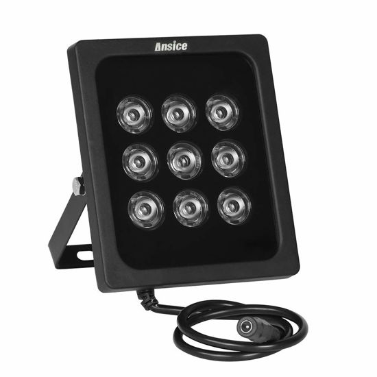 Picture of Ansice Infrared Illuminator, 850nm 12V DC 9 LEDs 90 Degree Wide Angle IR Illuminator for Night Vision,Waterproof Infrared Light for IP Camera,CCTV Security Camera