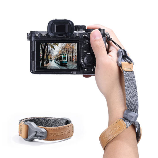 Picture of Camera Wrist Strap Quick Release Camera Hand Strap - FALCAM Maglink Quick Magnetic Buckle Camera Wrist Hand Strap Lanyard Photography Accessories for Canon Nikon Sony DSLR and All Cameras (Grey)