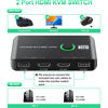 Picture of 4K KVM Switch HDMI 2 Port Box, USB HDMI KVM Switches for 2 Computers Share Keyboard Mouse Printer and one HD Monitor, Support UHD 4K@60Hz, with 2 USB Cables and 2 HDMI Cables…