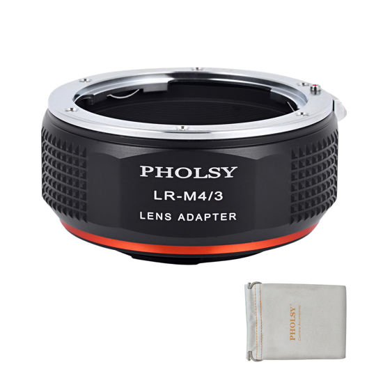 Picture of PHOLSY Lens Mount Adapter LR to MFT Compatible with Leica R LR Mount Lens to Micro Four Thirds (M4/3 Micro 4/3) Mount Camera Body Compatible with Olympus Panasonic Lumix Cameras LR to M4/3