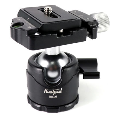 Picture of HUNTPAL Tripod Ball Head Mount for Rifle Shooting Sticks Stands Gun Rest, Arca Swiss Plate with 1/4" Screw, 3/8" Thread Mount Low Gravity Metal 28mm Diameter Ball 360° Panorama Rotation Ball Head