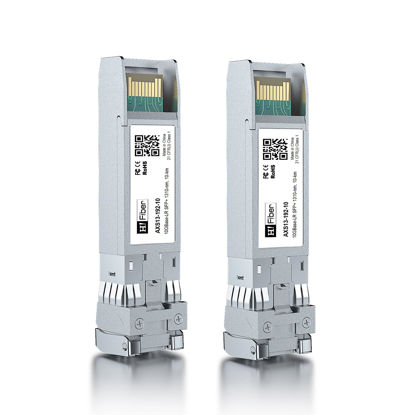 Picture of 10G Single Mode SFP+ LC Module, 10GBase-LR Fiber Transceiver for Cisco SFP-10G-LR, Meraki MA-SFP-10GB-LR, Ubiquiti UniFi UF-SM-10G, Mikrotik, Netgear, D-Link and More (SMF,1310nm,10km,DDM) 2 Pack