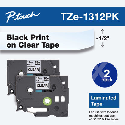 Picture of Brother Tape, Retail Packaging, 1/2 Inch, Black on Clear,2 Pack (TZe1312pk)