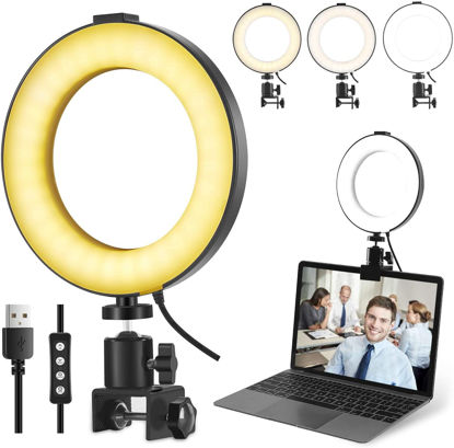 Picture of Video Conference Lighting Kit, Ring Light Clip on Laptop Monitor, 6" Dimmable LED Circle Light，Selfie Ring Light for Zoom Meeting8/Remote Working/Zoom Calls/Live Streaming/Video Recording