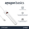 Picture of Amazon Basics Rectangular 6-Outlet, 200 Joule Surge Protector Power Strip, 2 Foot, White - Pack of 2