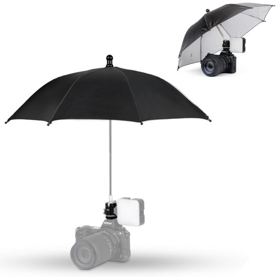 Picture of 2024 New Upgrade Camera Hot Shoe Umbrella, Camera Rain Umbrella with Height Adjustable Design & Cold Shoe Mount, Camera Rain Cover Protector Sunshade for Canon Sony Nikon Fuji DSLR & Mirrorless Camera