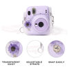 Picture of WOGOZAN Case for Fujifilm Mini 12/11 / 9/8 Instant Camera Protective Bag with Transparent Shoulder Strap(Real Flower - Purple)(No Camera)