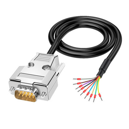 Picture of ANMBEST DB9 Solderless Breakout Connector with 5Ft 24AWG Replacement Cable, Metal Shell RS232 D-SUB Serial to 9-Pin Port Terminal Male Adapter Connector Breakout Board